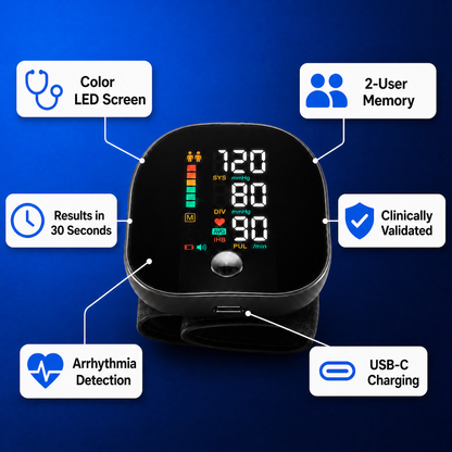 TensioPro™ - Smart Wrist Blood Pressure Monitor